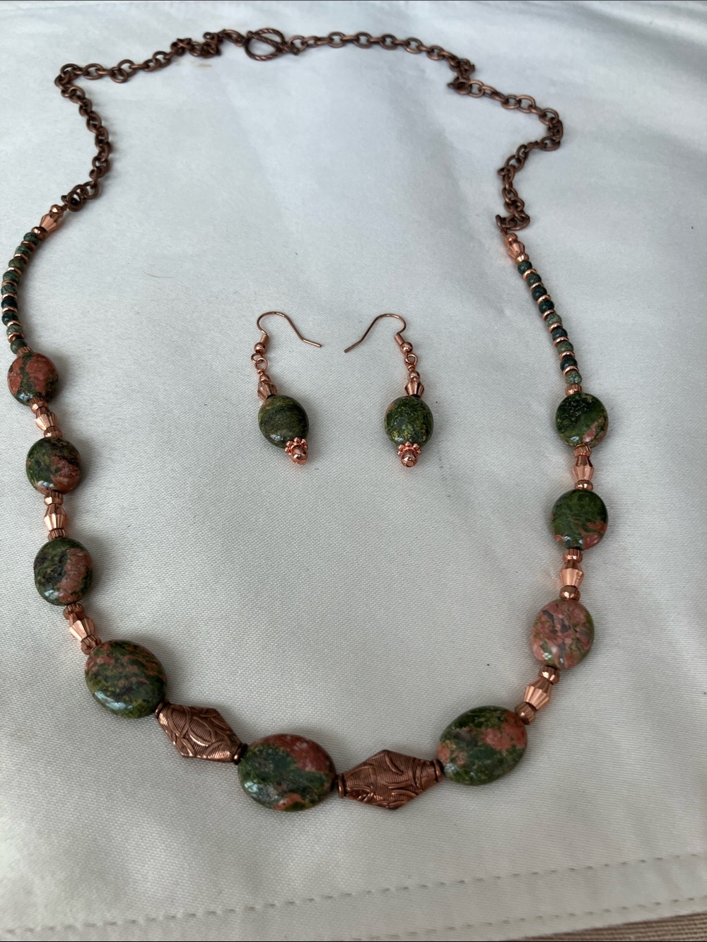 Unakite/Copper Necklace Set